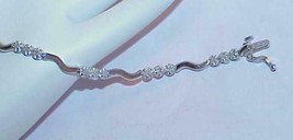 Vintage Art Deco 10K White Gold 25 Diamond Cluster link Bracelet 7&quot; w/ S... - $623.69