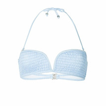 NWT SUBOO S strapless smocked bandeau bikini top ice blue designer shirred - £22.88 GBP