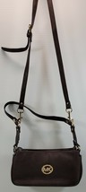 MM) Michael Kors Brown Leather Handbag Pebbled Purse - £38.93 GBP
