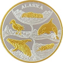 Alaska Mint  Sealife Collage Medallion Gold &amp; Silver Medallion Proof 1Oz - £116.69 GBP