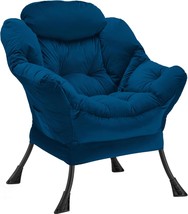 Youtanic Lazy Chair Thick Padded, Comfy Velvet Accent Lounge Chair Blue - $1,505.17 MXN