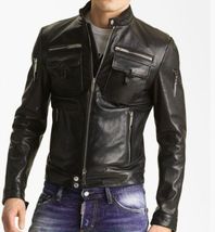 New Men&#39;s Biker Leather Jacket, Men Fashion Black Leather Jacket, Men Leather - £113.76 GBP