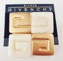 Vintage Bijou GIVENCHY Signature Signed Pin Brooch Gold Tone Cream 2&quot;x2&quot; - £126.60 GBP
