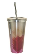 Starbucks Pink Triangle Abstract Gradient Stainless Steel Cold Cup Tumbler 16Oz - £24.42 GBP