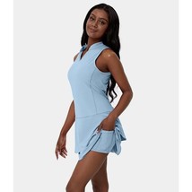 Halara Everyday Cloudful Air V Neck 2-Piece Pocket Tiered Ruffle Dress Blue XL - £30.91 GBP