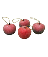 Vintage Beaded Sparkly Red Purply Apples Fruit Christmas Ornaments Lot of 4 - £6.53 GBP