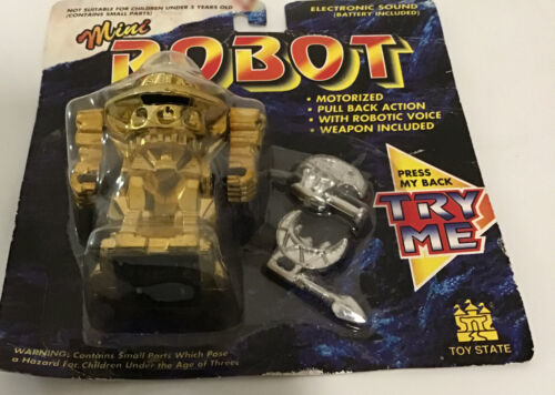 Vtg 1993 Toy State No 8000 Mini Robot Motorized Robotic Voice Gold Color Auction Item image 12