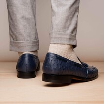 Aubiere Genuine Ostrich Quill Classic Loafers Navy image 8