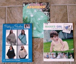 18 Projects to Knit-10 Adult Ponchos/5 Baby Dresses/3 Afghans-3 Booklets - $15.00