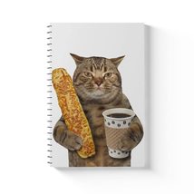 Cat Is Holding a Cup of Black Coffee and a Baguette Notebook - Funny Cat... - $17.63