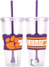 Double Wall Tumbler with Straw 22oz  2-Pack Twist on Lid (Clemson Tigers) - £23.96 GBP