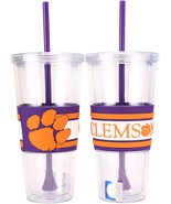 Double Wall Tumbler with Straw 22oz  2-Pack Twist on Lid (Clemson Tigers) - £23.58 GBP