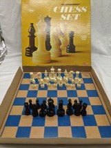 Vintage Lowe Tournament Chess Set Plastic Pieces Hardwood Playing Board - $71.27