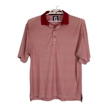 Mens Shirt Adult Polo Size Medium Prodry Lisle Red White Strip Short Sleeve - $32.79