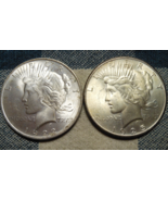2 BU PEACE 90% SILVER DOLLARS BRILLIANT UNCIRCULATED 1922 &amp; 1925 - £67.70 GBP