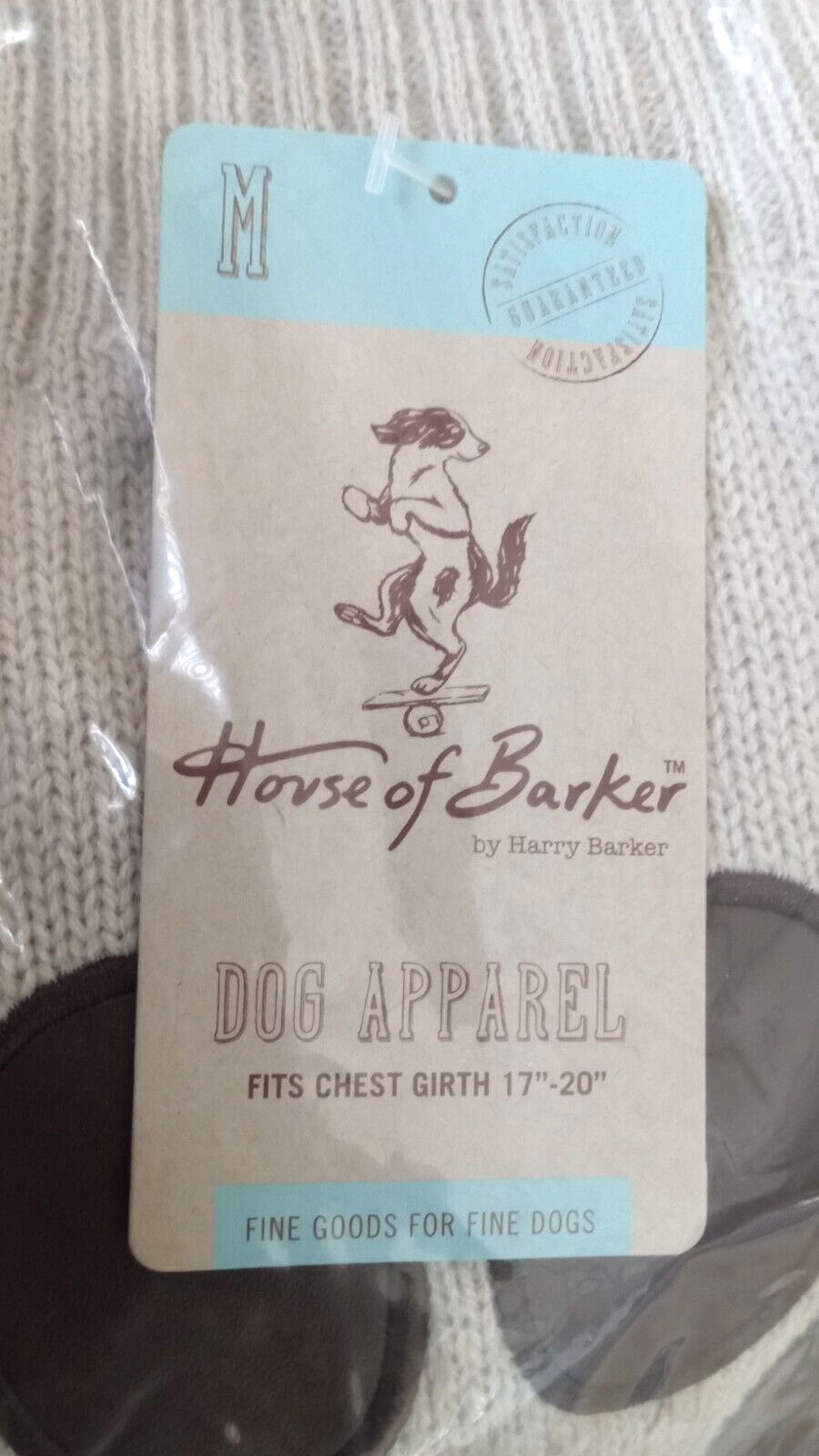 House of Barker Knit/Paw Applique Dog Sweater - Tan (M /17"-20" Chest Girth) NEW Item image 7