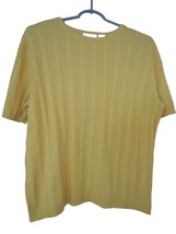 Vintage Yellow short sleeve cotton blend Size L crew neck  ribbed Knit S... - $15.99