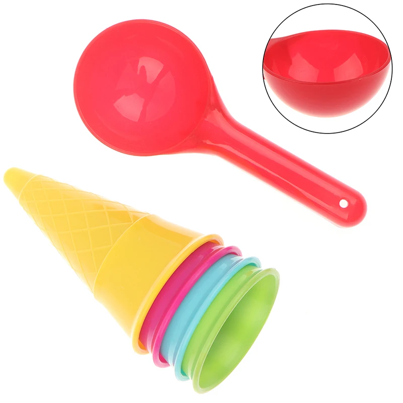New 5 Pcs/lot Ice Cream Cone Scoop Sets Beach Sand Toys Kids Summer Play Game - £13.34 GBP+