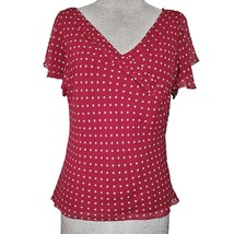 Red Polka Dot Silk Blouse Size 10 - £27.22 GBP