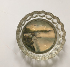 Vintage retro travel souvenir Niagara falls small glass ashtray falls pi... - $19.75