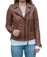 Women&#39;s Genuine Lambskin Real Leather Jacket Slim fit Biker Jacket For W... - €102,65 EUR