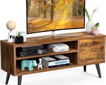 Rustic Brown Tv Stand For Media, Mid Century Modern Tv Stand And Enterta... - $108.93
