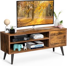 Rustic Brown Tv Stand For Media, Mid Century Modern Tv Stand And Entertainment - £85.30 GBP
