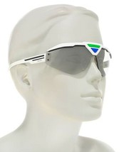 $378 Prada Shield Sunglasses White + Black Wrap Sport Light Gray Lens NIB - $365.31