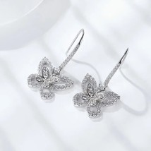 1Ct Round Cut Natural Moissanite Butterfly Hook Earrings 14K White Gold Plated - £104.24 GBP