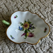 Herend Hungary Porcelain Bonbier Crafted Floral Leaf Trinket Dish Bowl - $101.54