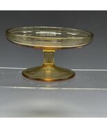 Vtg Depression Glass Round Pedestal Candle Holder Or Cheese Dish Amber Y... - $528.07 MXN