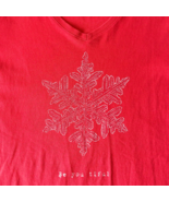 Life Is Good Be You Tiful Snowflake Red Long Sleeve V-Neck T-Shirt - Wom... - $487.41 MXN