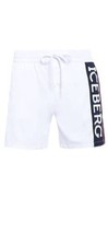 Iceberg White Black Logo Men&#39;s Swim Boardshirt Shorts Beach Athletic Siz... - $79.20