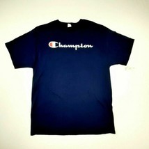 Champion Hanes Men&#39;s T-shirt Size Large Navy Blue 100% Cotton GG06 - £11.73 GBP