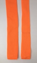 Retro NEON ORANGE Square End Tie 100% Polyester Knit 50&quot;L 2&quot;W Slim Skinny - £8.01 GBP