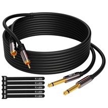 Rca To 1/4 Cable 50 Feet, Dual 1/4 Inch Ts To Double Rca Stereo Audio - £29.23 GBP