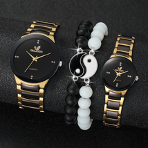 4PCS/Set Couple's Watches Fashion Rhinestone  Quartz Watch Stainless Ste... - $23.99