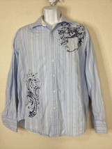 Blue Pronto Uomo Men Size L Blue Gaucho Modern Button Up Shirt Long Sleeve - £8.70 GBP
