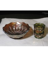 2 Carnival Glass a) Fenton Marigold Peacock Tail  b) Imperial Toothpick ... - $34.65