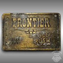 Vintage Belt Buckle Frontier Gold Rush Club Longhorn Western Pioneer Gold Color - £23.58 GBP