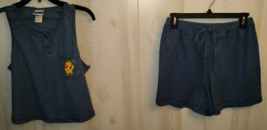 Excellent Womens Juniors Pooh&#39;s Blues Dark Blue Heather Knit Pajama Set Size L - £14.90 GBP