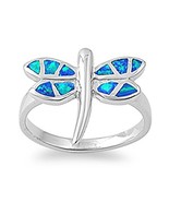 Opal Ring Sterling Silver October Blue Simulated Opal Ring - £44.02 GBP+