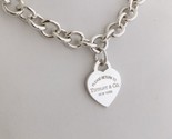 16&quot; Please Return to Tiffany &amp; Co Silver New York 925 Heart Tag Necklace - £398.80 GBP