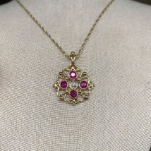 2.60 Ct Round cut Simulated Red Ruby Handmade Pendant 14K Yellow Gold Plated - £56.53 GBP