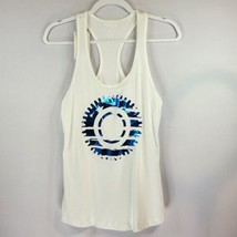 Rubee Womens White Tank top Size Medium With Blue Logo Racerback - £17.35 GBP