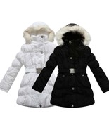 RH Winter Kids Girls Faux Fur Hood Belted Padded Quilted Coat Jacket Ves... - £55.81 GBP