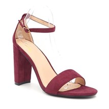 Glaze Women Block Heel Ankle Strap Sandals Lily 1 Size US 9 Wine Faux Suede - £7.08 GBP