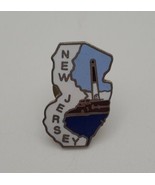 New Jersey State Shaped Souvenir Enamel Lapel Hat Pin Lighthouse - €12,72 EUR
