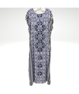 Floral Geometric  Kaftan Maxi Coverup Boatneck Boho Lounge Dress Womens ... - £15.53 GBP