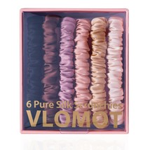 VLOMOT 6 Pcs Set 100% Pure Mulberry Silk Hair Scrunchies Silk Hair Ties ... - $18.80